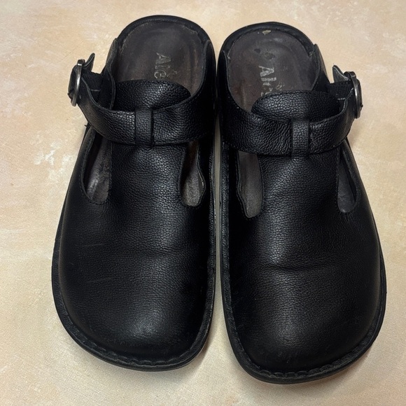 Algeria black leather slip on Mary Jane slides, size 40, size 10 - Picture 1 of 6